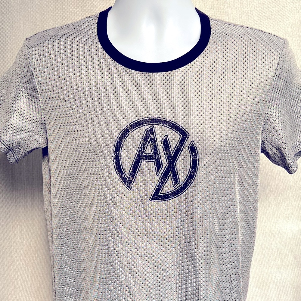 Men’s “Aix Armani Exchange” Silver Perforated Tee Shirt